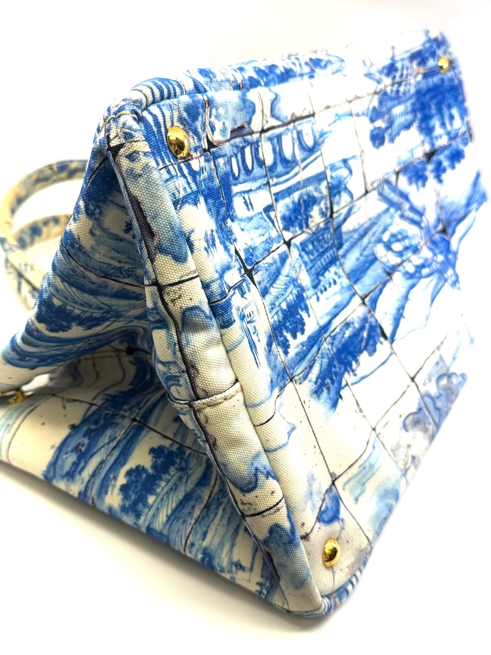Authentic Prada Canapa Azulejos Large Canvas Tote bag - Picture 13 of 16